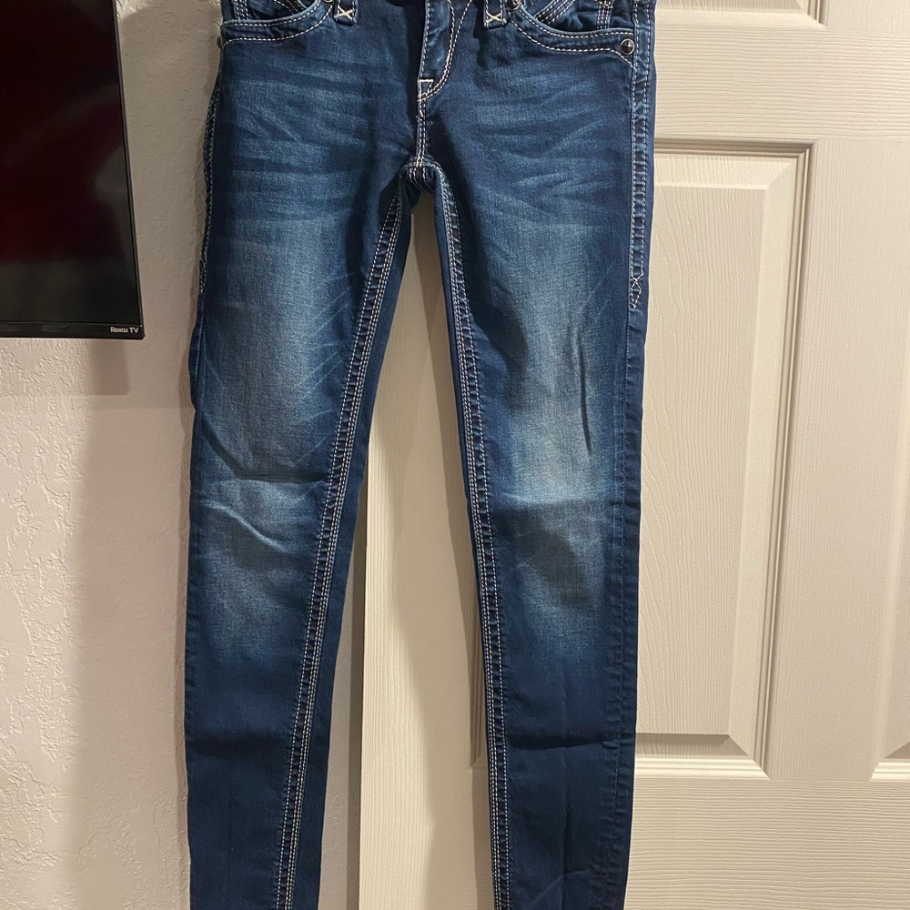 Rock Revival Blue Skinny Jeans with Dimensional Wash